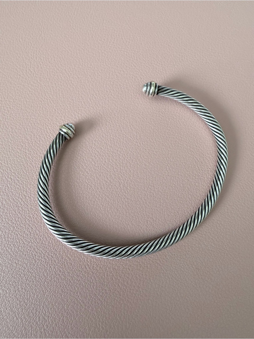 David Yurman Twisted Cable Open Cuff Bracelet - Silver